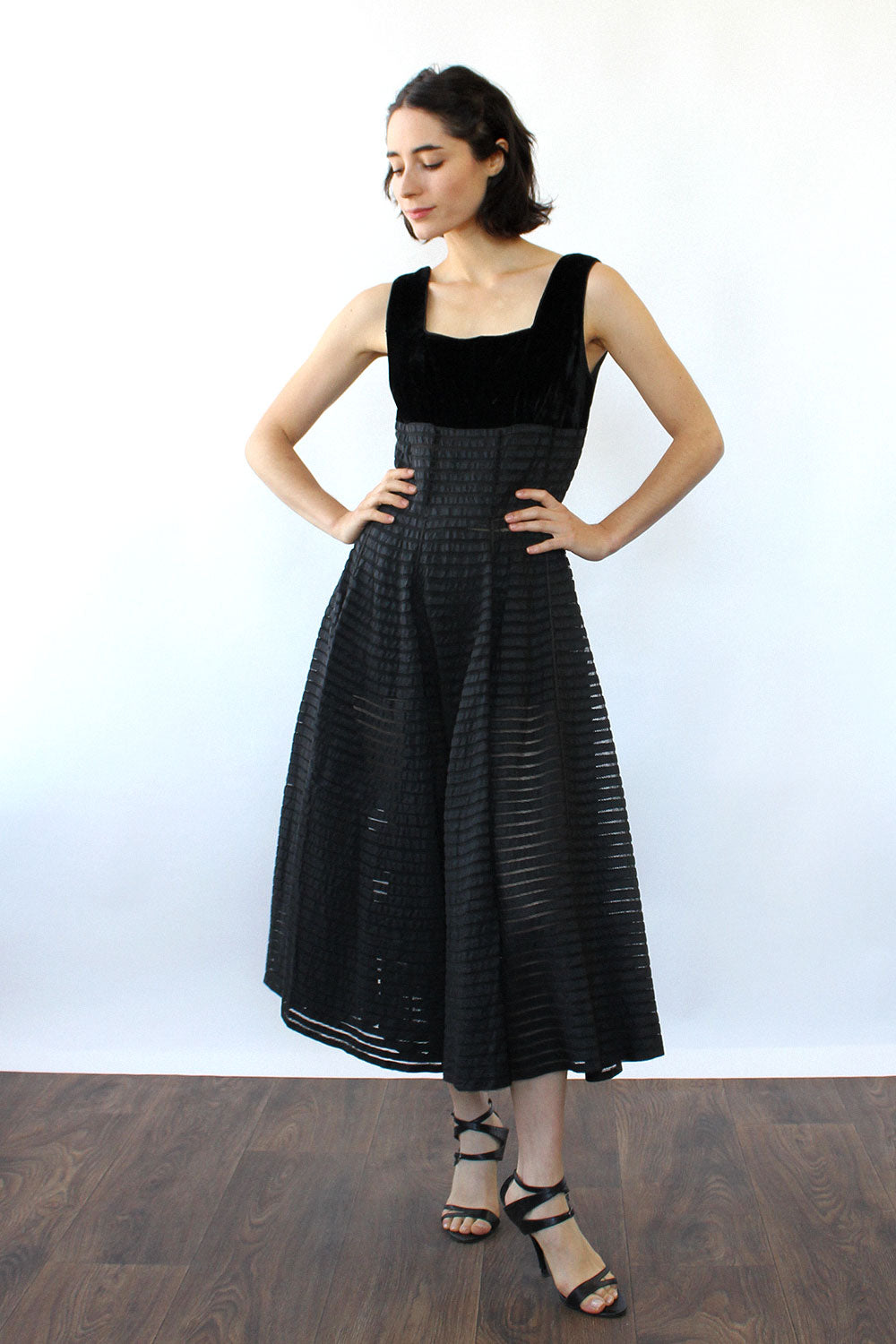 Ribboned Mesh Circle Skirt Dress XS/S