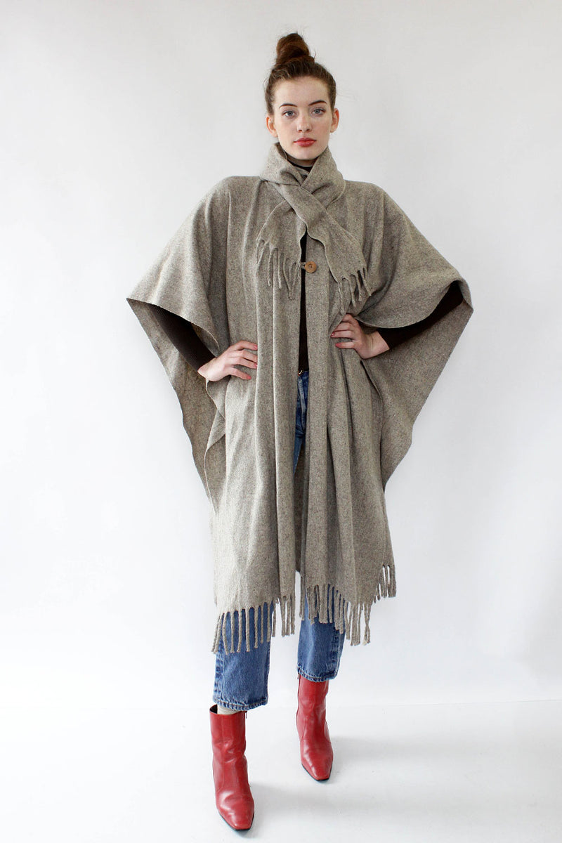 Grey Blanket Poncho O/S