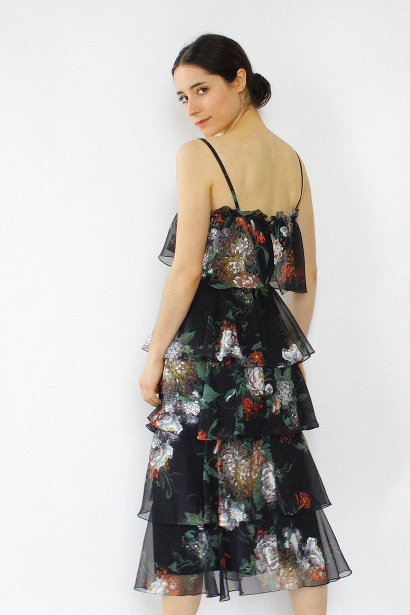 Dusk Floral Tiered Dress S