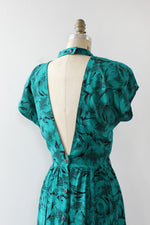 Teal Jungle Open Back Dress S/M