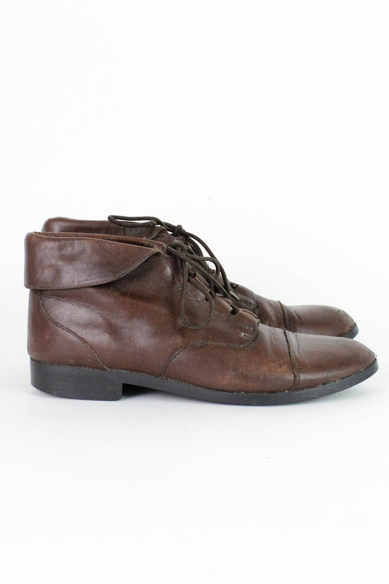 Walnut Leather Lace Up Ankle Boots 7.5