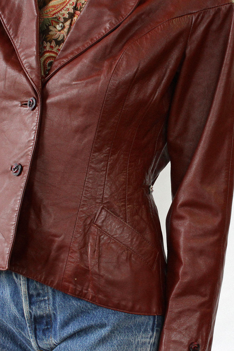 Etienne Aigner Leather Blazer M