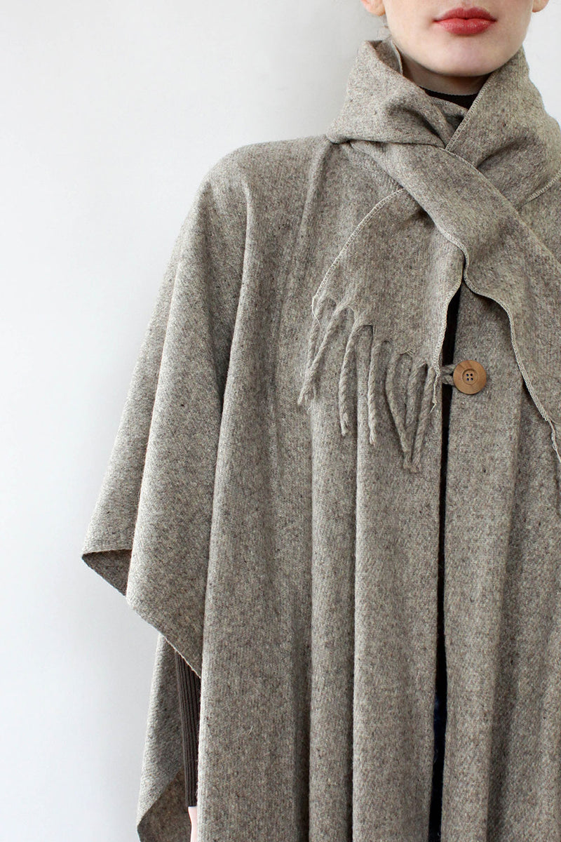 Grey Blanket Poncho O/S
