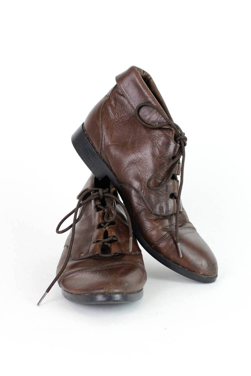 Walnut Leather Lace Up Ankle Boots 7.5