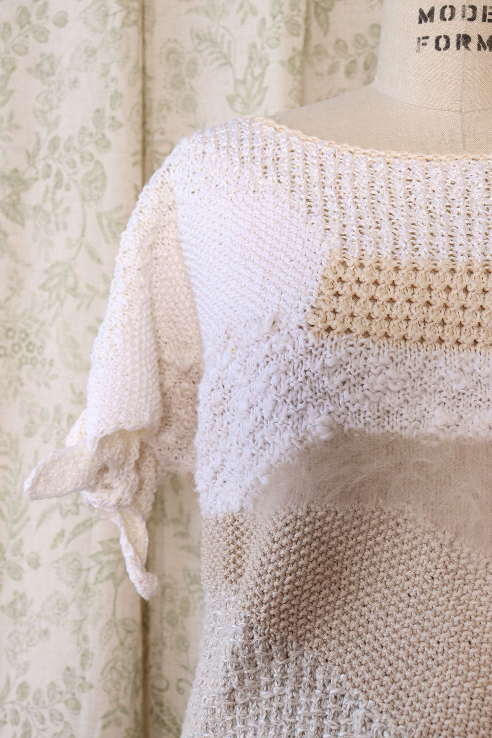 Cream Textural Tie Knit Top S-L