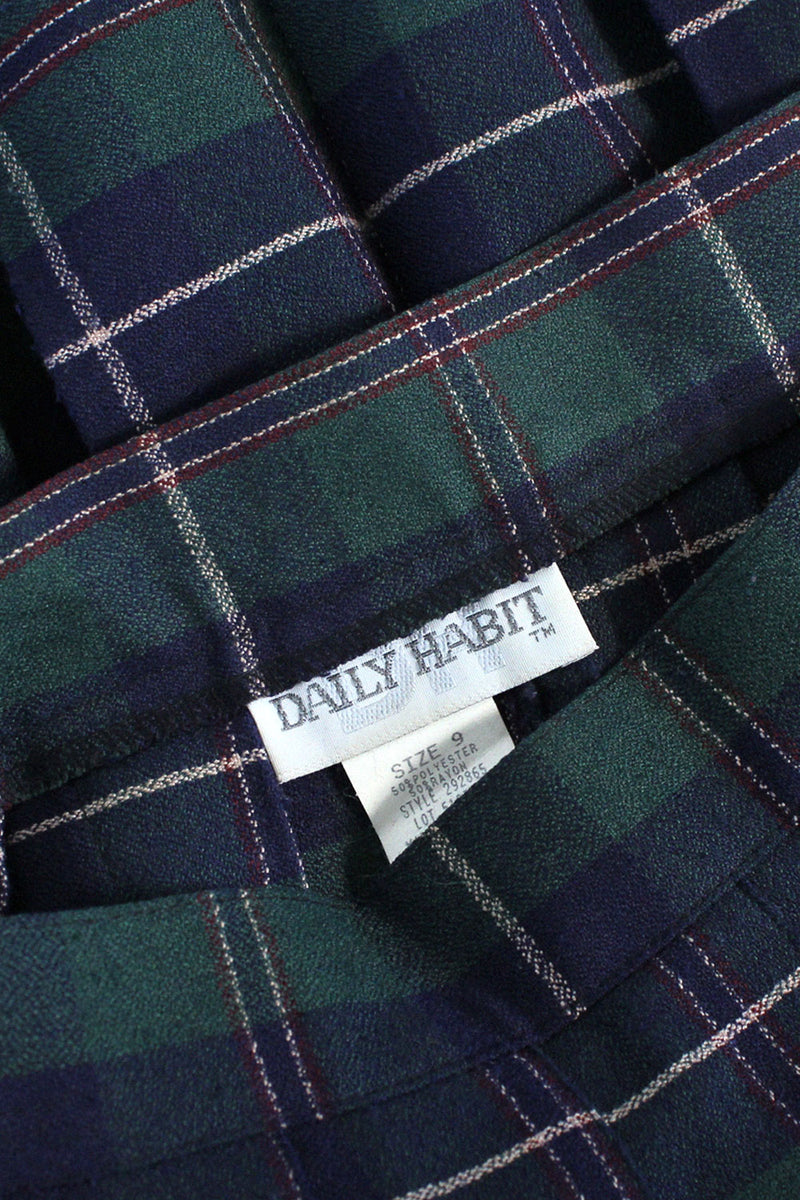 Evergreen Plaid Pleat Skirt M