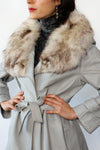 Stone Fox Fur Collar Coat S/M