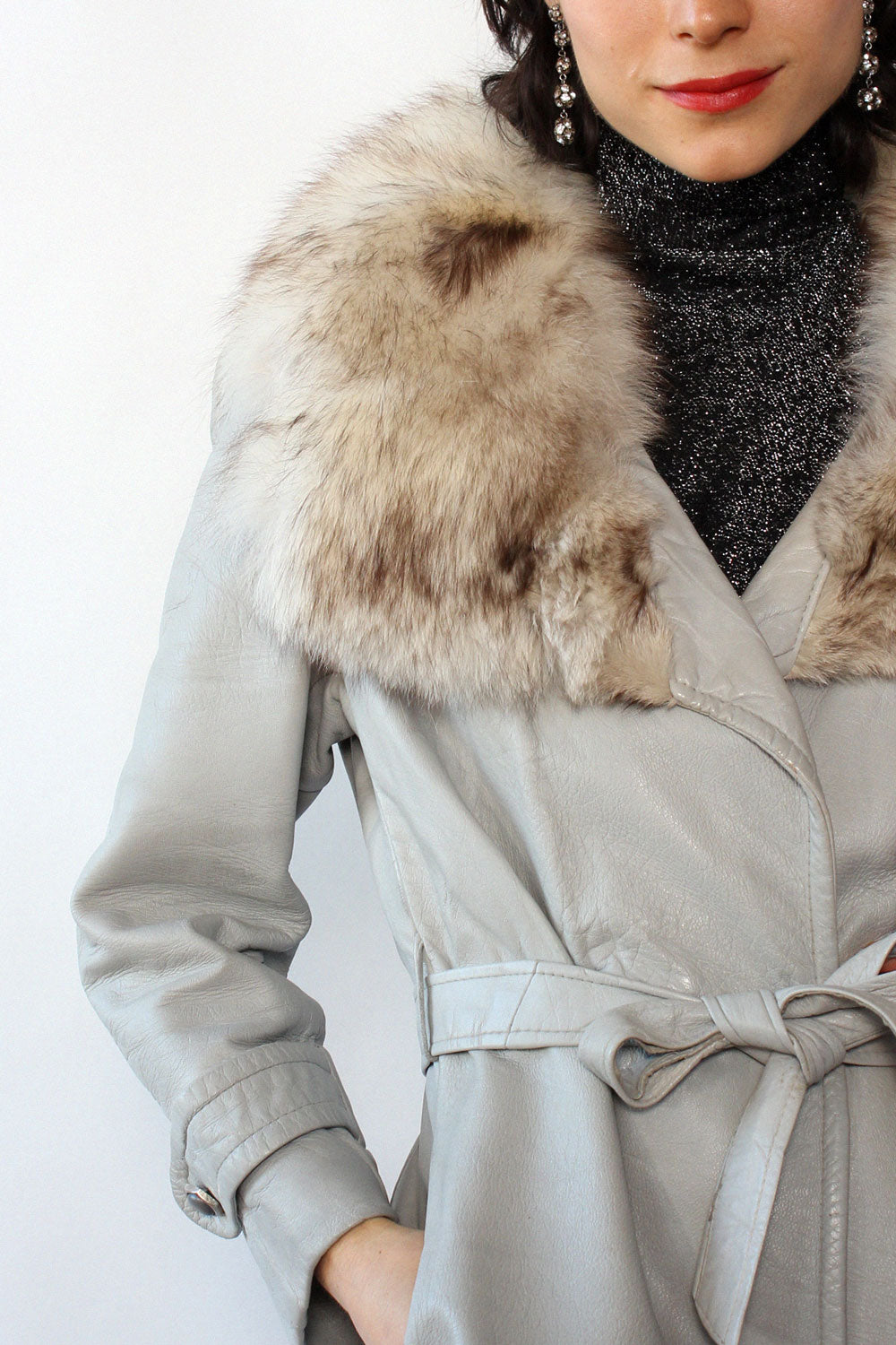 Stone Fox Fur Collar Coat S/M