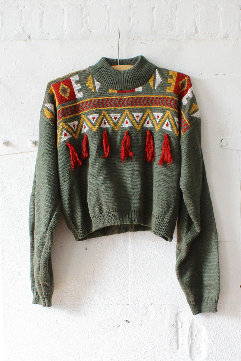 Cropped Tassel Sweater S/M