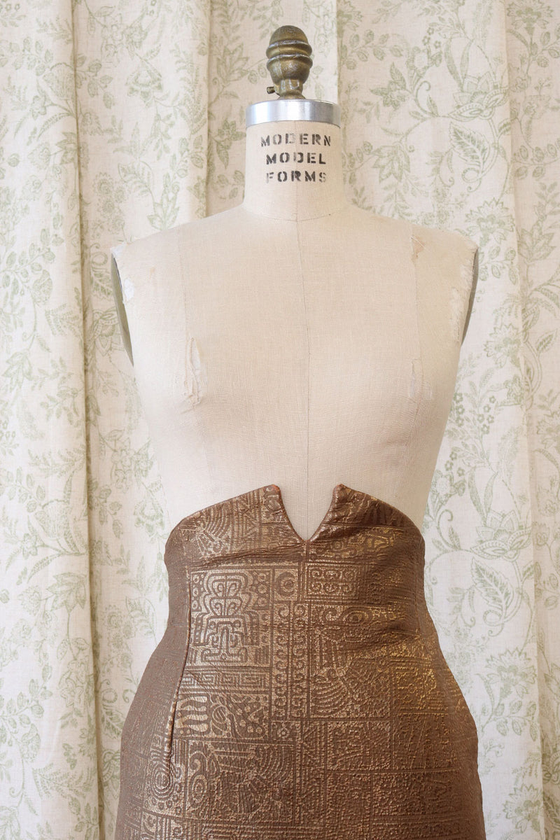 Bronzed Leather Notch Symbol Skirt M