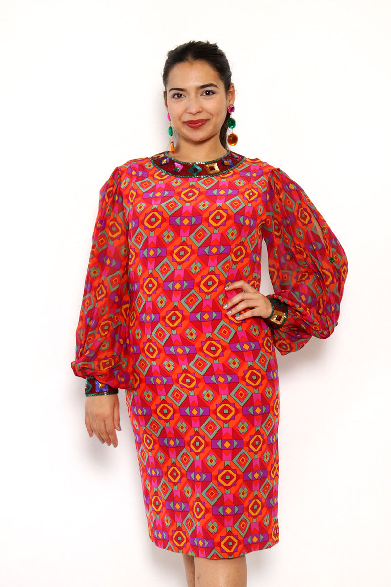 Nipon Kaleidoscope Silk Dress M