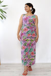 Lilac Floral Silk Date Dress M-M/L