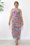 Lilac Floral Silk Date Dress M-M/L