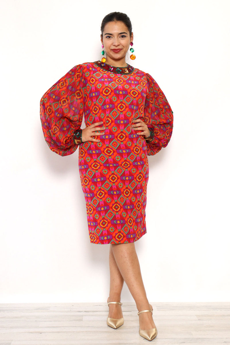 Nipon Kaleidoscope Silk Dress M