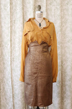 Bronzed Leather Notch Symbol Skirt M