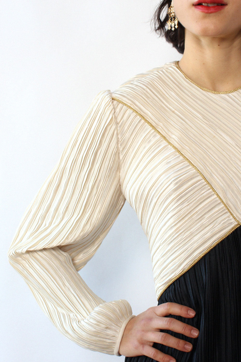 Two Tone Pleated Column Dress M/L