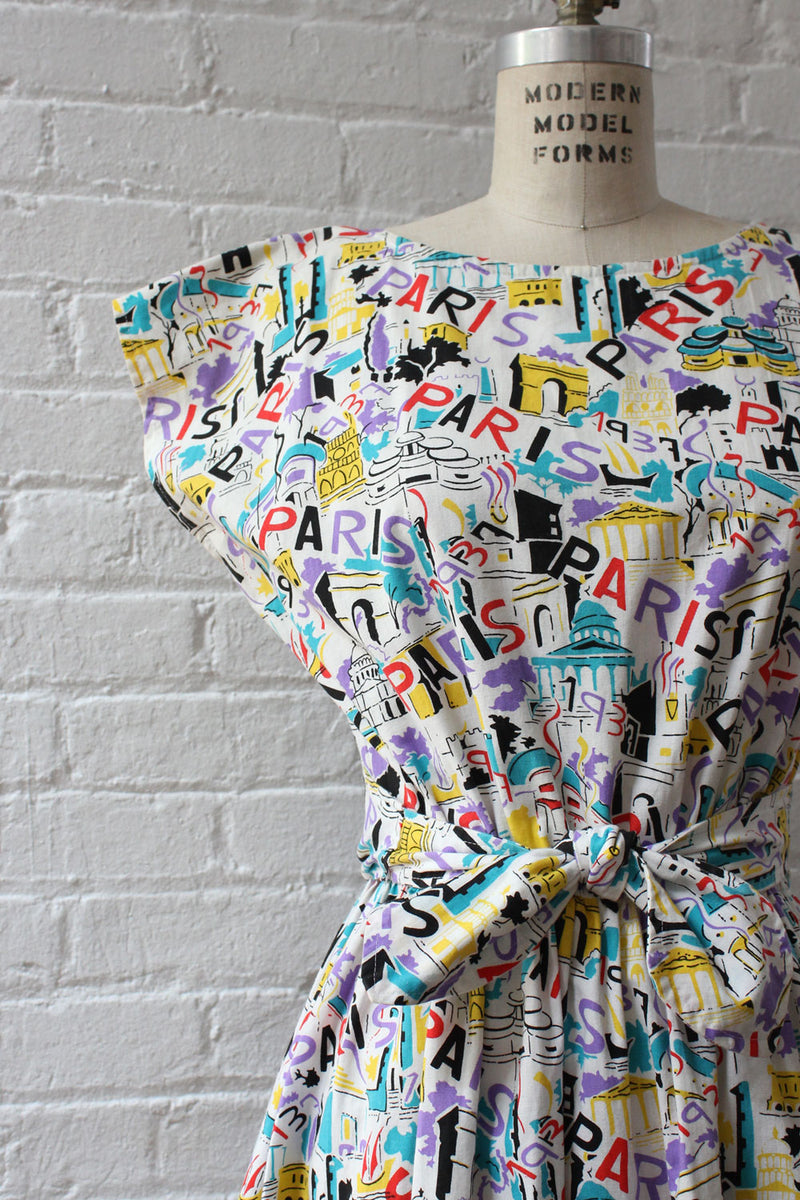 Paris Print Dress XS-M