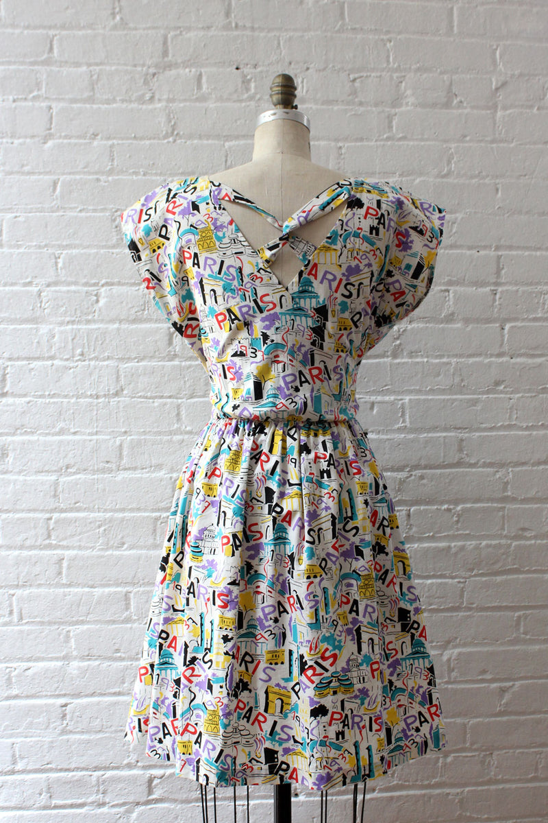 Paris Print Dress XS-M