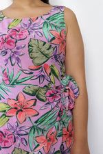 Lilac Floral Silk Date Dress M-M/L