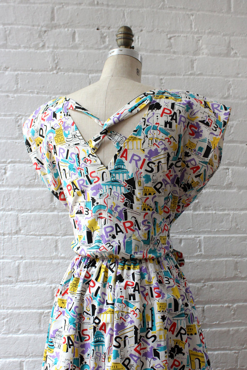 Paris Print Dress XS-M