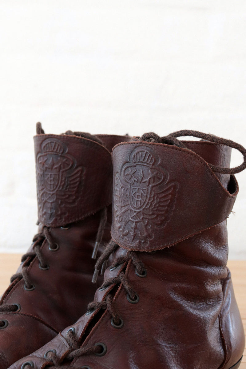 Crest Cocoa Leather Lace-up Boots 7.5