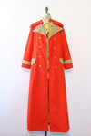 ON HOLD Khaki Trim Red Maxi Trench Coat M/L
