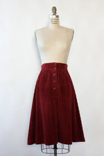 Merlot Wide Wale Cord Skirt M