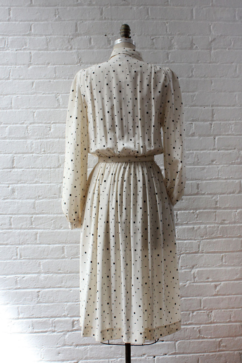 Ivory Silk Dash Print Dress S/M