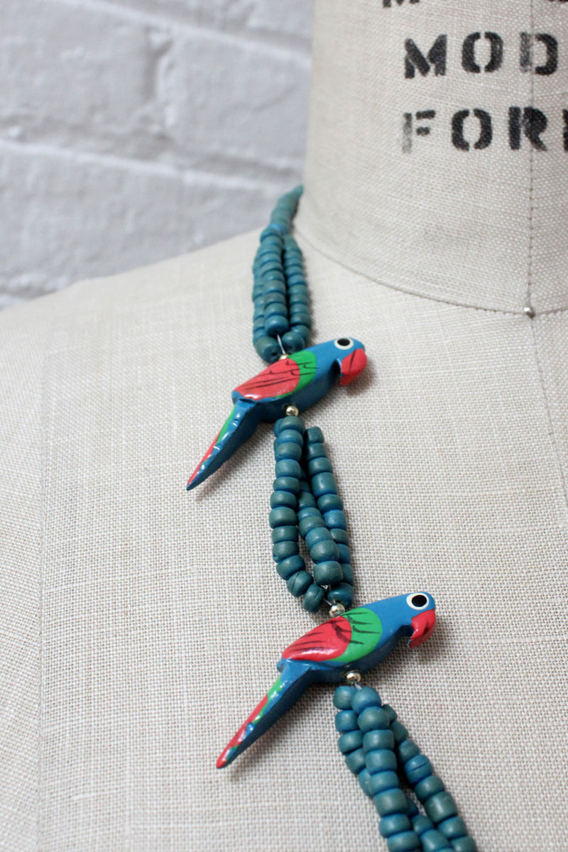 Aqua Parrot Beaded Necklace