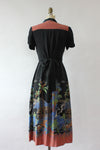 Crane Print 70s Floral Dress XS-M