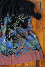 Crane Print 70s Floral Dress XS-M