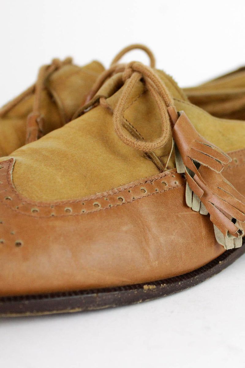 Tan Spectator Oxfords w/ Tassel Laces 8.5