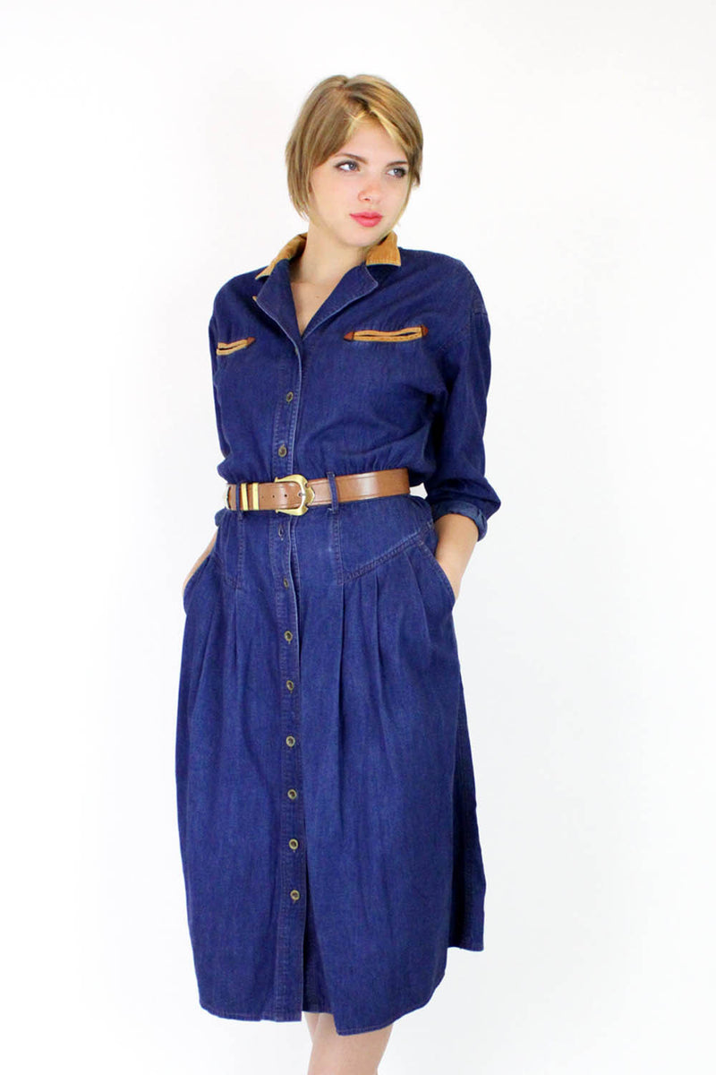 Dark Denim Button Dress S/M
