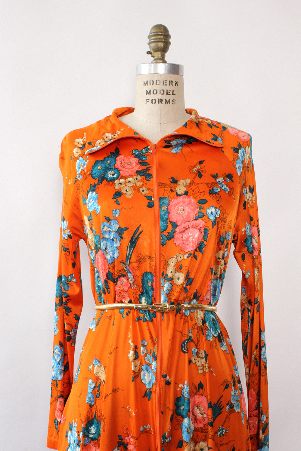 Skylar Tangerine Teal Bird Caftan S-L