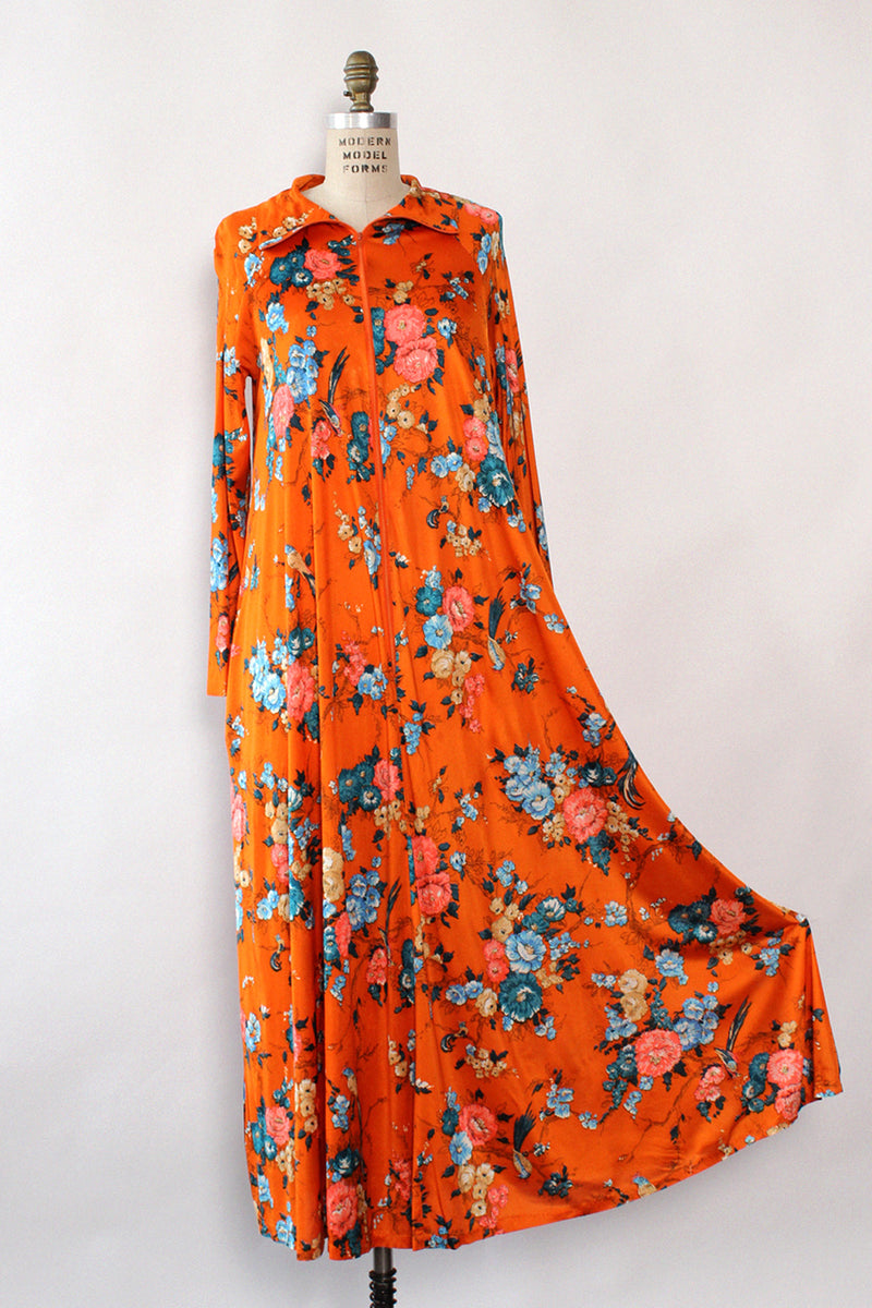 Skylar Tangerine Teal Bird Caftan S-L
