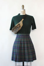 Evergreen Plaid Pleat Skirt M