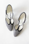 Charles Jourdan Woven T-Strap Heels 8 1/2