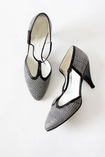 Charles Jourdan Woven T-Strap Heels 8 1/2