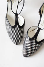 Charles Jourdan Woven T-Strap Heels 8 1/2