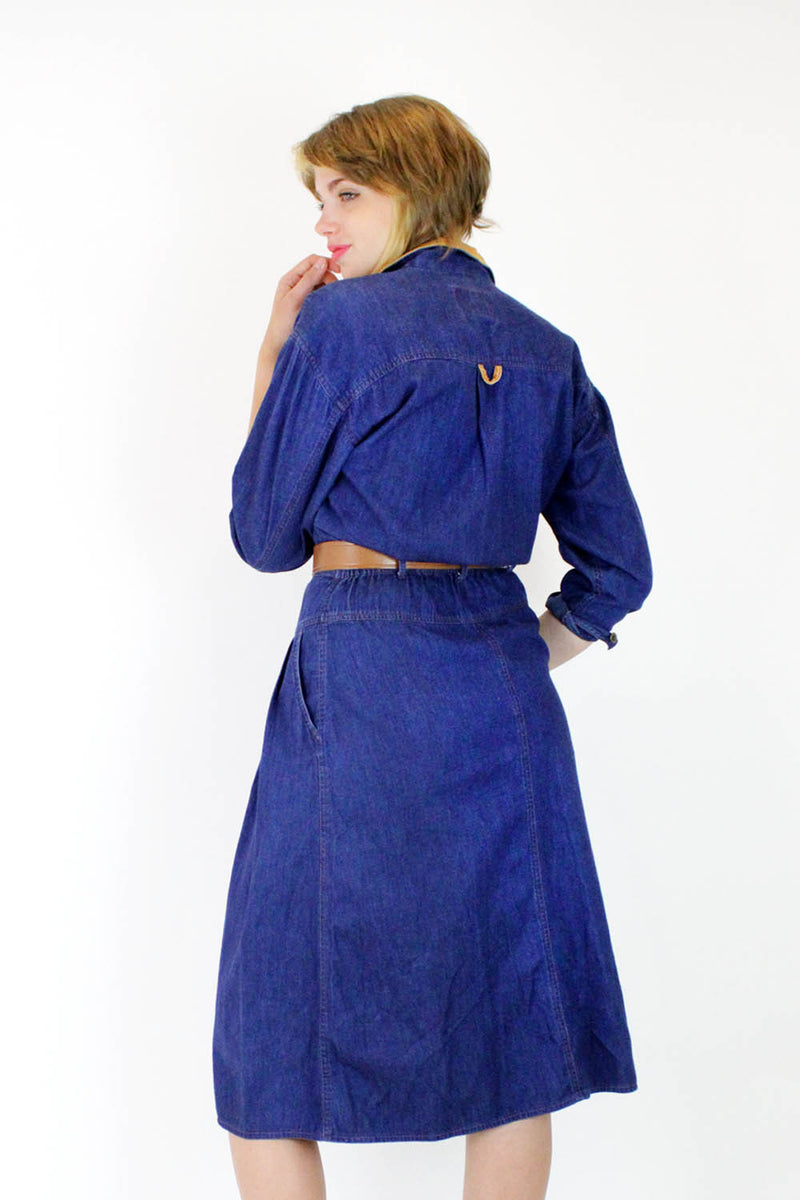 Dark Denim Button Dress S/M