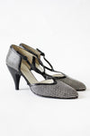 Charles Jourdan Woven T-Strap Heels 8 1/2