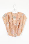 Cropped Crepe Seashell Blouse S/M