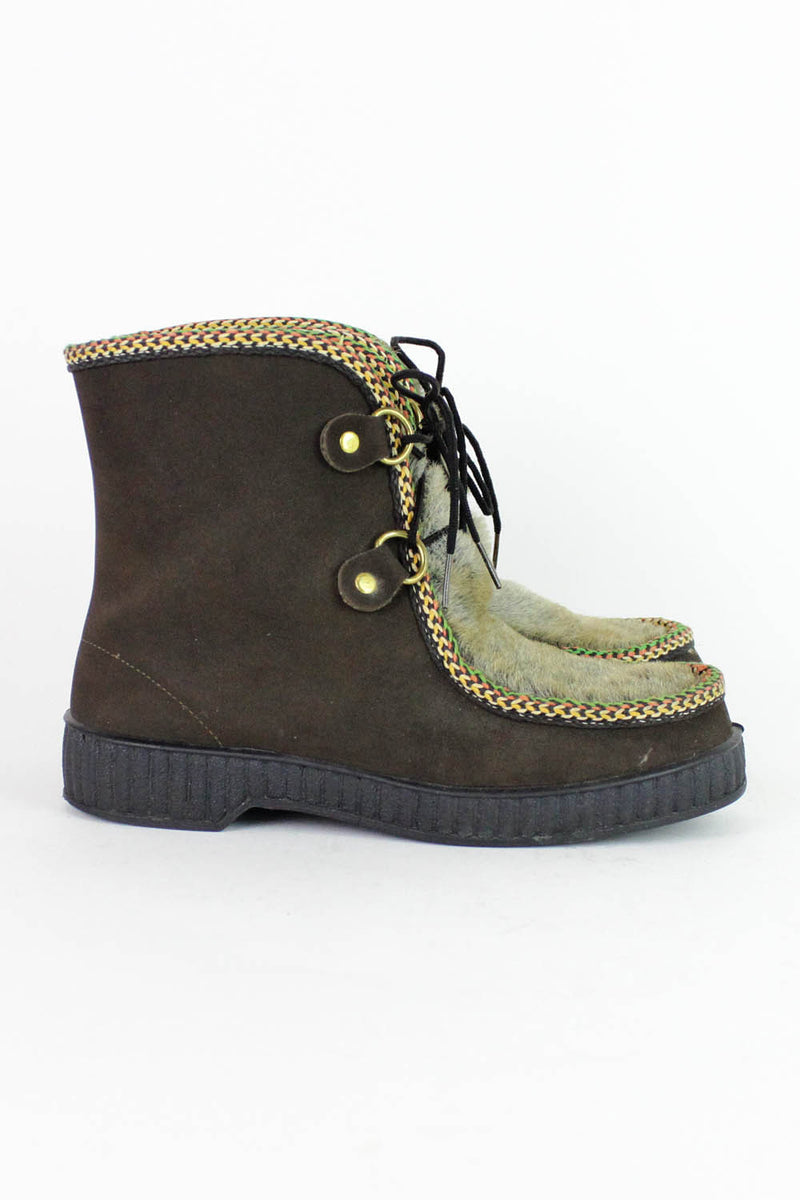 70s Faux Fur Winter Boots 9