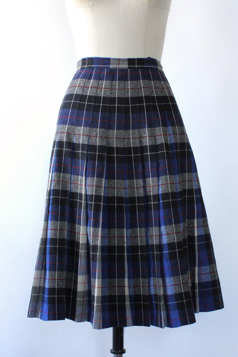 Sapphire Plaid Pleated Skirt XS
