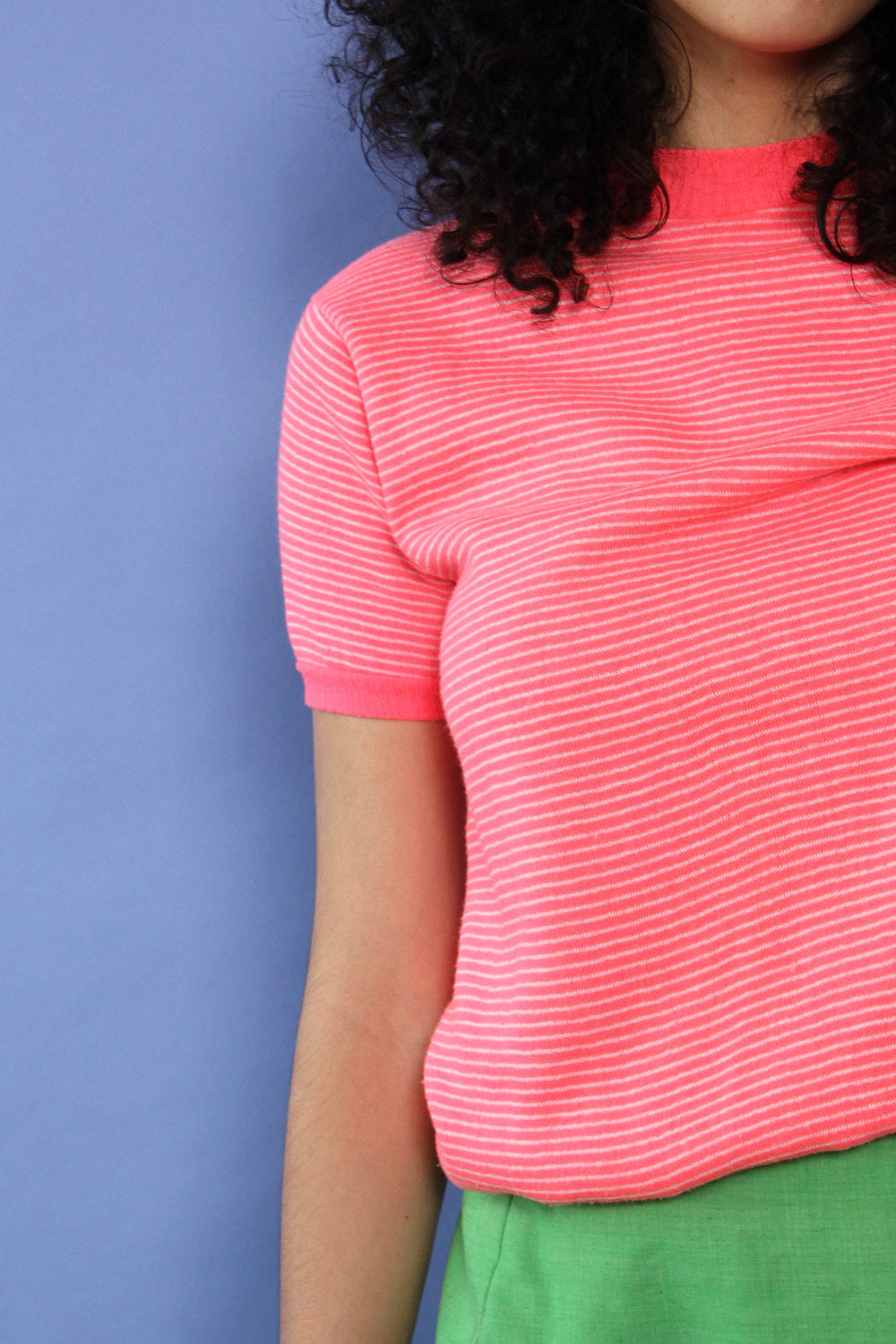 Neon Pink Stripe Knit S