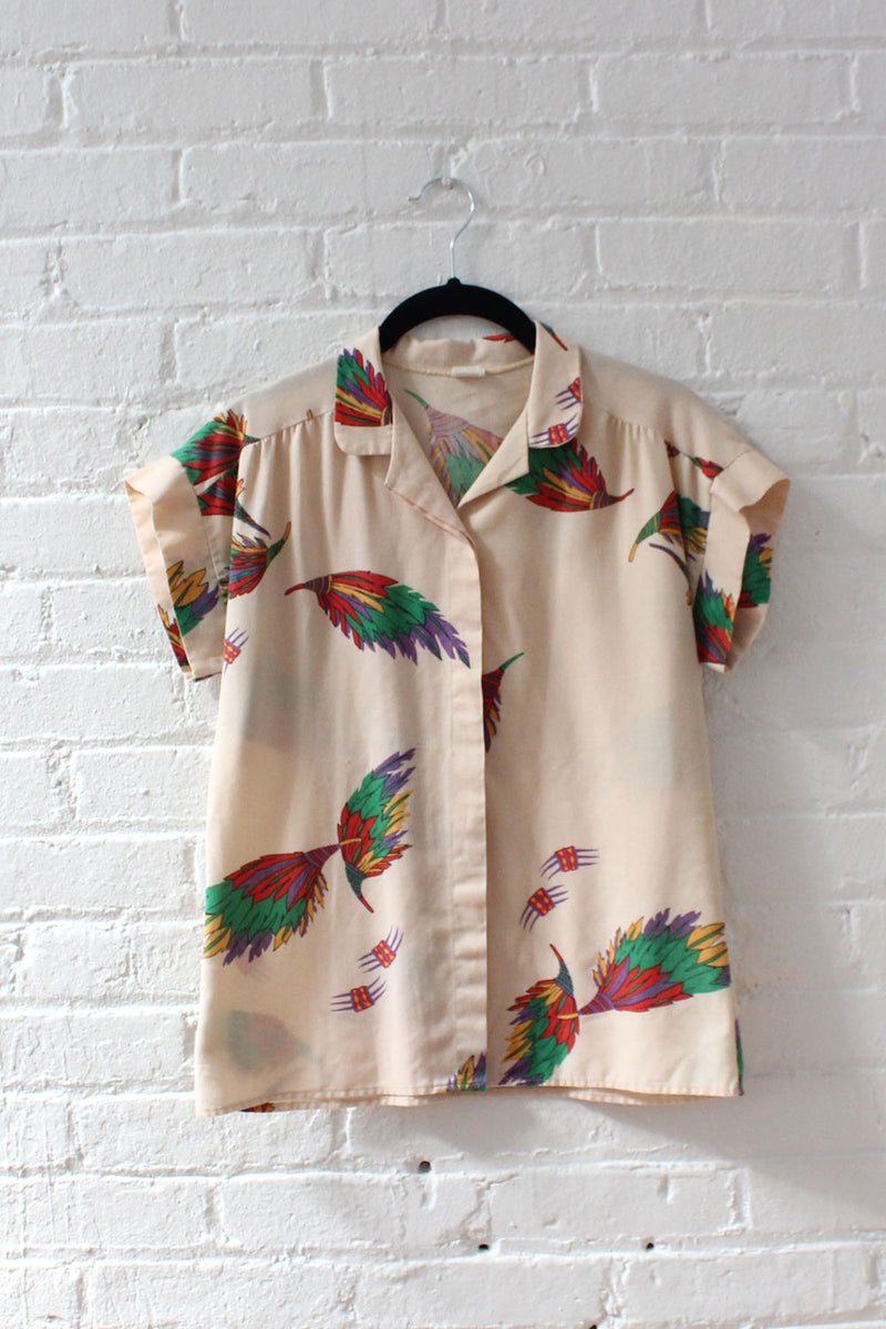 Feather Print Blouse XS/S