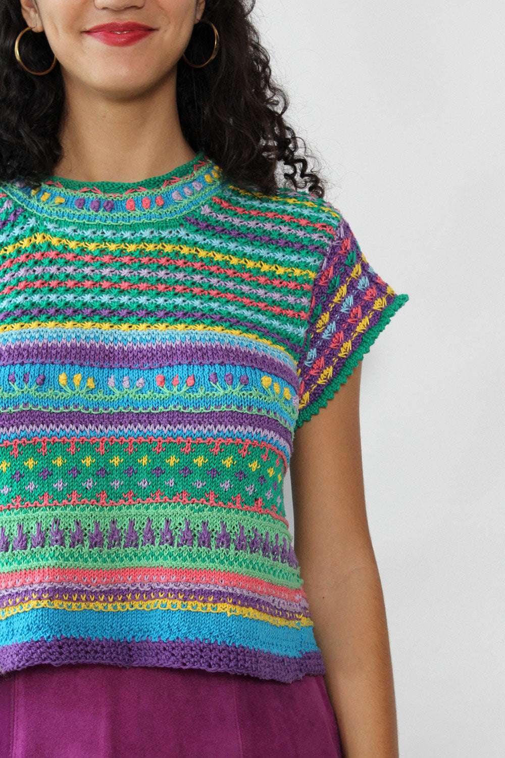 Handknit Garden Sweater Tee S-L