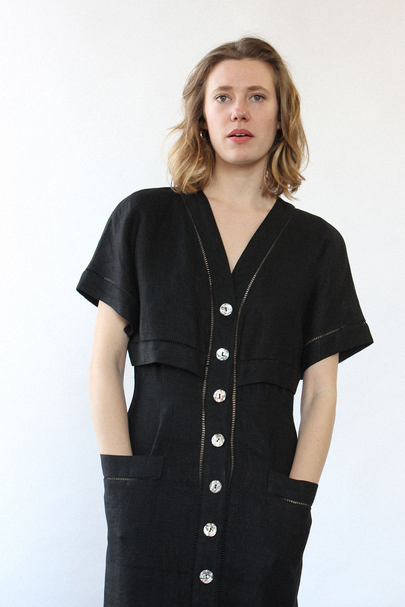 Claire Linen Button Dress M