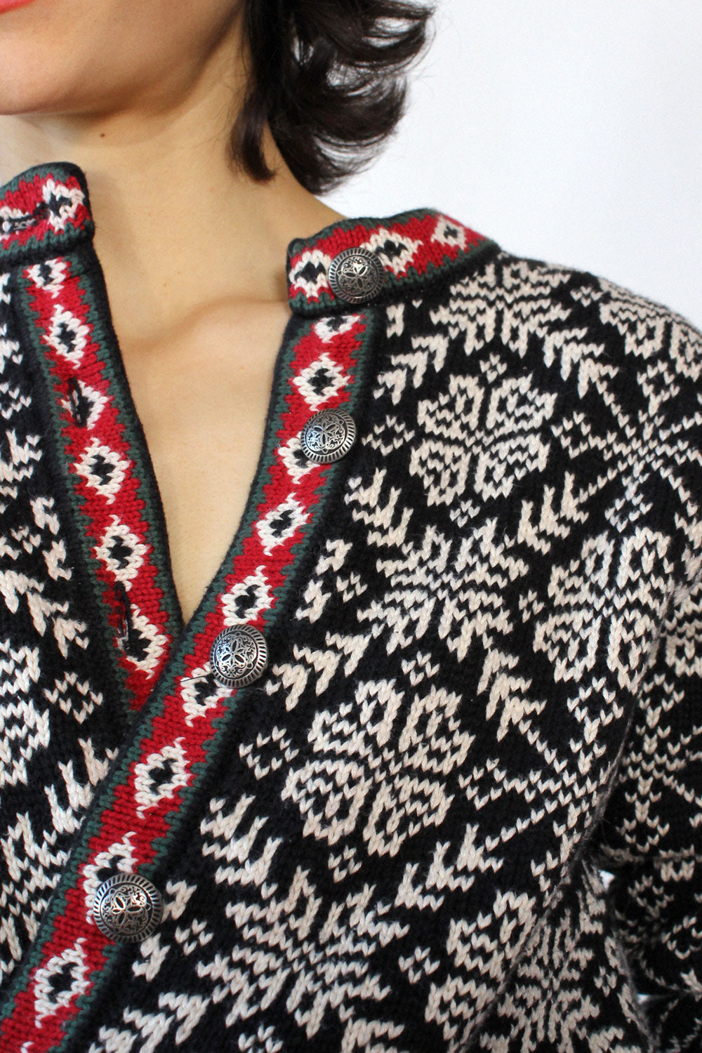 LL Bean Cotton Fair Isle Cardi XS/S