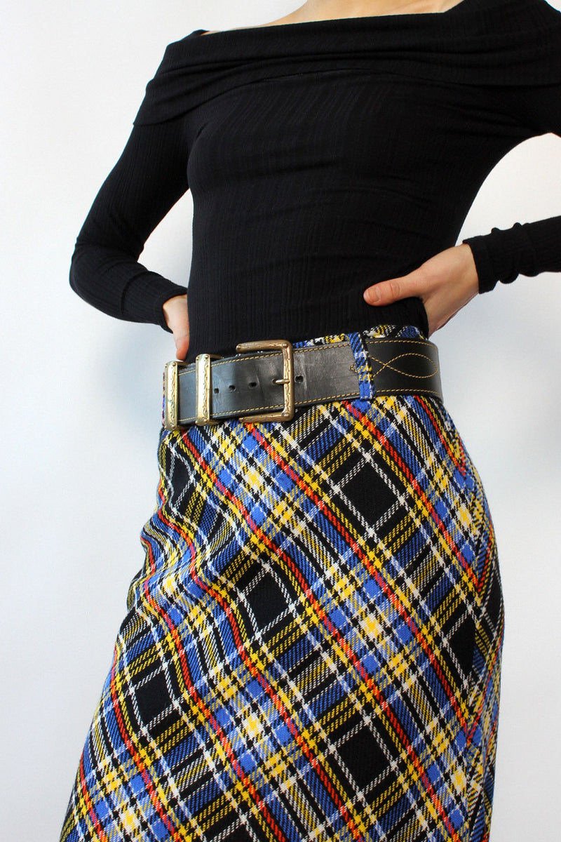 Black Yellow Cobalt Plaid Maxi XS/S